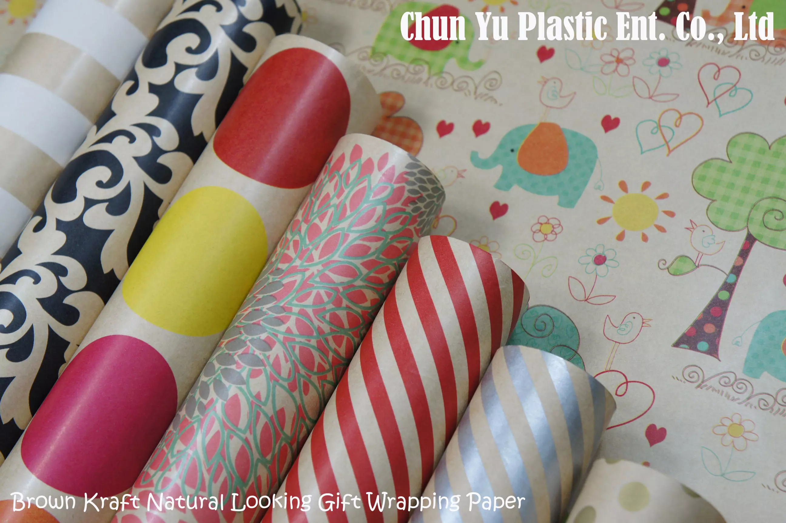 Design Printed on Natural Brown Kraft Paper for Gift Wrapping