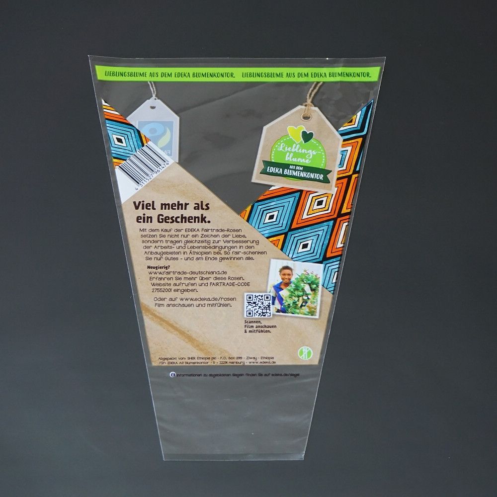 Superior photographic quality custom print biodegradable cpp flower sleeves for floral growers