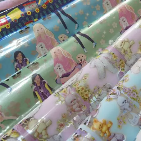 Kids girls metallic BOPP gift wrapping paper - Metallic BOPP wrapping paper with girl kids design printed for gift packaging