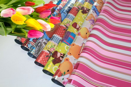 Metallic BOPP With Design Printed Flower Wrapping & Gift Wrapping - Printed Metallic Cellophane BOPP Wrap in Roll & Sheet