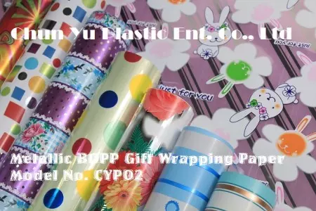 Metallic BOPP With Design Printed Gift Wrapping Paper - Printed Metallic Cellophane Film Wrap in Roll & Sheet