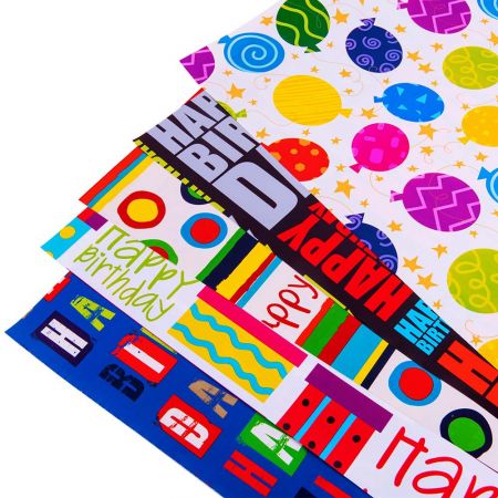 Premium eco-friendly birthday print gift wrapping paper - environmental friendly gift wrapping paper with kids designs printed for children birthy party