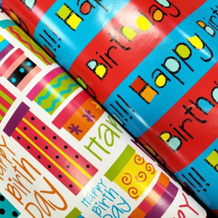 High quality custom designs printed birthday cakes kids gift wrapping paper rolls