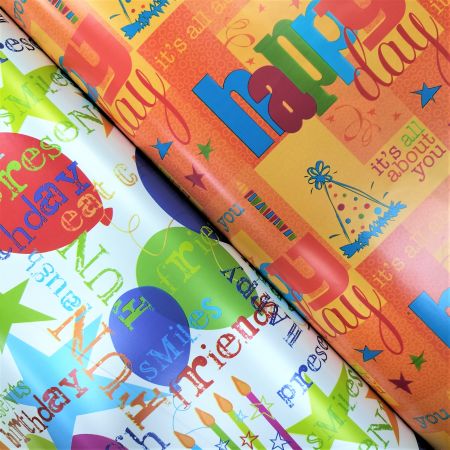 High quality custom designs printed happy birthday kids gift wrapping paper rolls