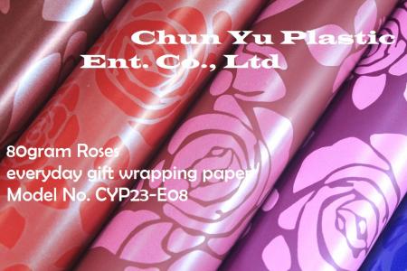 Model No. CYP23-E08: 80gram Roses Everyday Gift Wrapping Paper - 80gram gift wrapping paper printed with Roses designs for gift preparing