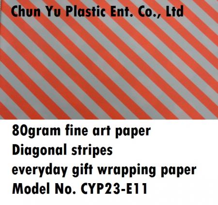 Model No. CYP23-E11: 80gram Diagonal Stripes Everyday Gift Wrapping Paper - 80gram gift wrapping paper printed with diagonal stripes designs for gift preparing