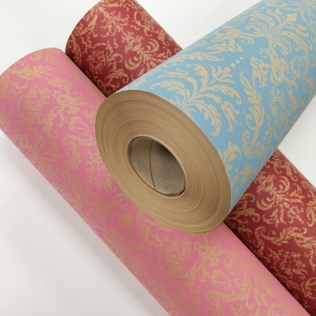 Baby Designs Printed brown kraft gift wrapping paper rolls - Baby Designs printed brown kraft gift packaging paper rolls for gift wrapping