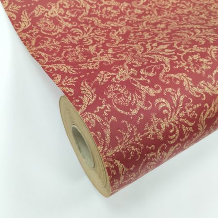 red Christmas design printed brown kraft gift packing paper wrapping rolls