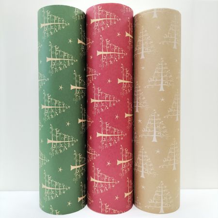 various Christmas print brown raft gift wrapping paper counter rolls