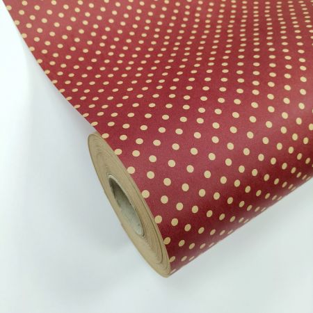 red Christmas print brown kraft gift wrapping paper counter rolls
