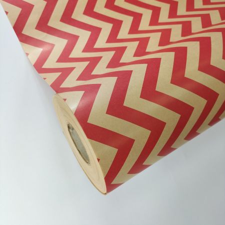 chevron red print brown kraft gift wrapping paper  rolls