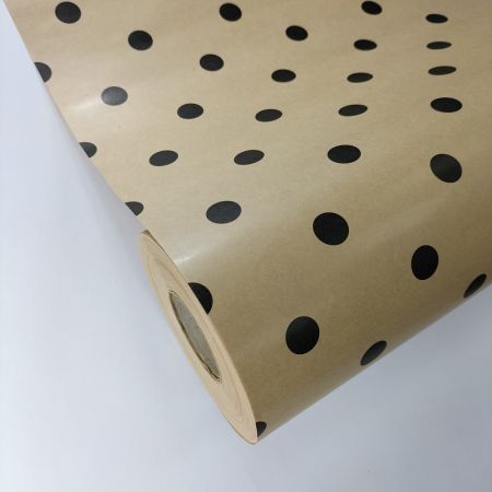 dots black print  brown kraft gift wrapping paper  rolls