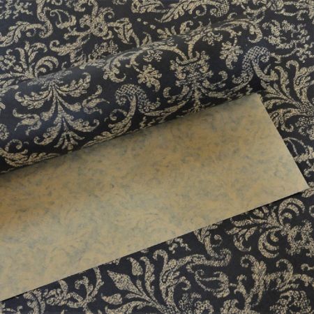 photo of Damask Floral brown kraft paper in different view.