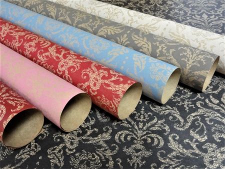 photo of Damask Floral brown kraft paper in different colors