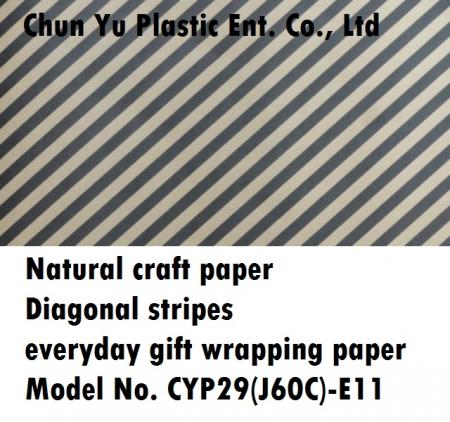 Brown kraft paper with diagonal stripe designs printed everyday gift wrapping paper