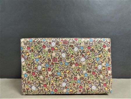Christmas icons on natural brown kraft gift wrapping paper