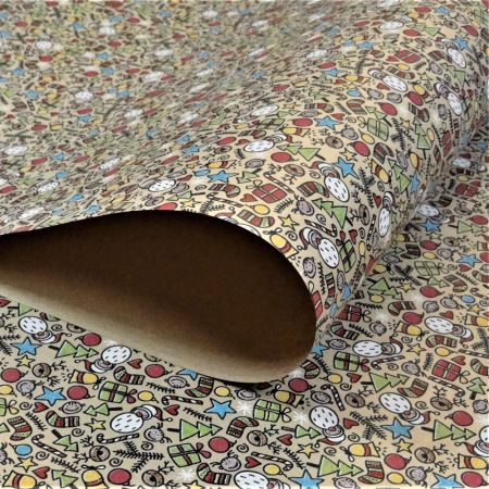 beautiful looking Christmas design print brown kraft gift packing paper wrapping rolls