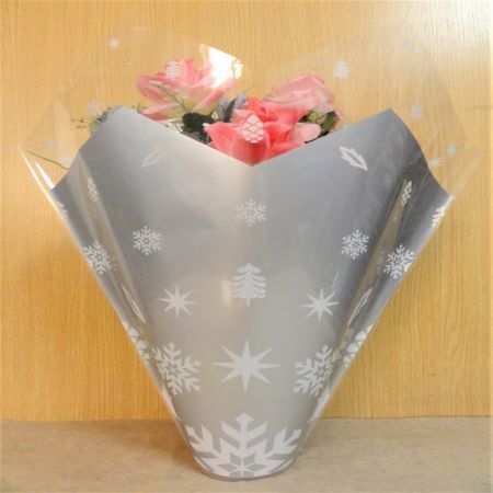 silver Christmas custom design printed BOPP fresh flower sleeves