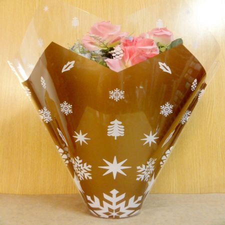 gold Christmas custom design printed BOPP flower plastic bags