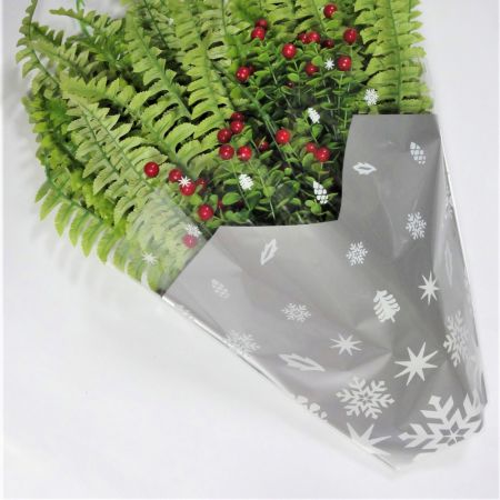 silver Christmas custom design printed BOPP flower packaging sleeves