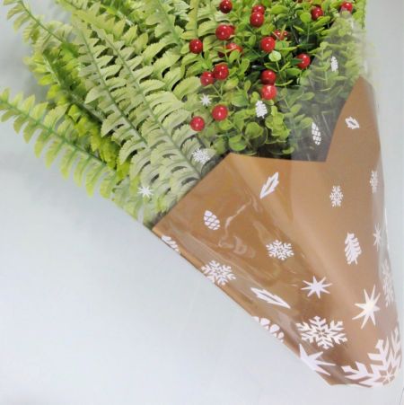 gold Christmas custom design printed BOPP Flower bouquet sleeves