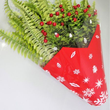 red Christmas custom design printed BOPP fresh flower sleeves