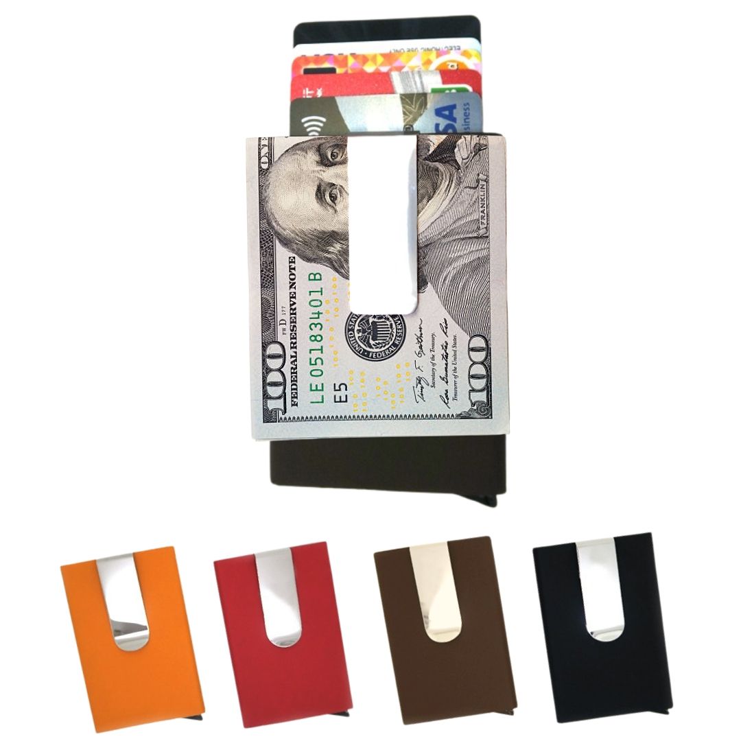 Cartera Con Clip Para Billetes LEAS – Piel Auténtica, Negro, 6 Ranuras Para Tarjetas, Compacta