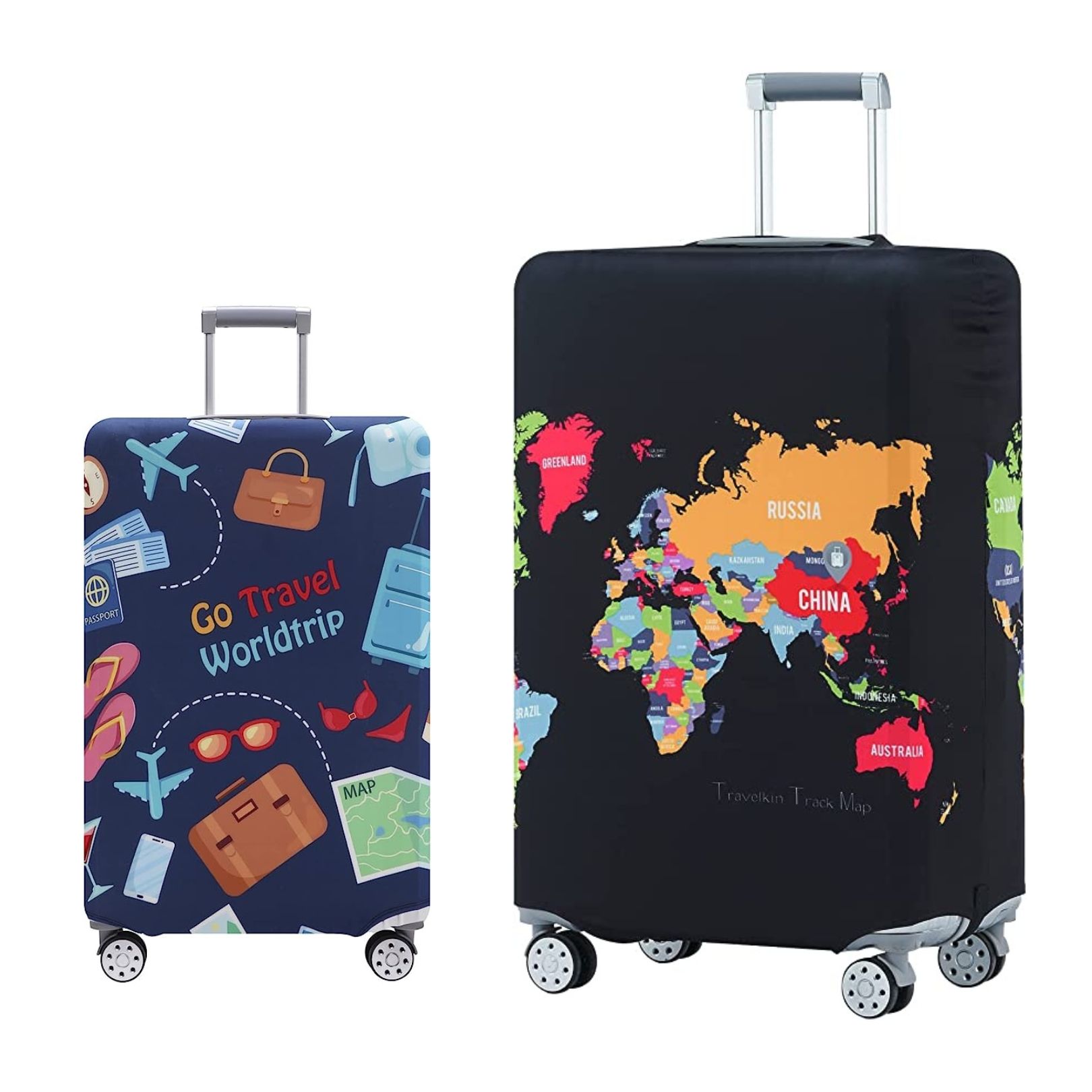 WONDERTIFY Funda para maleta de Navidad, diseño de Papá Noel, ideal para  regalo de maletas, tablones de madera, para viajes, viajes, elástico