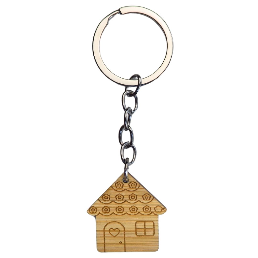 House-Shaped Wood Keychain | Custom Gifts, Pins, Medals, Coins ...