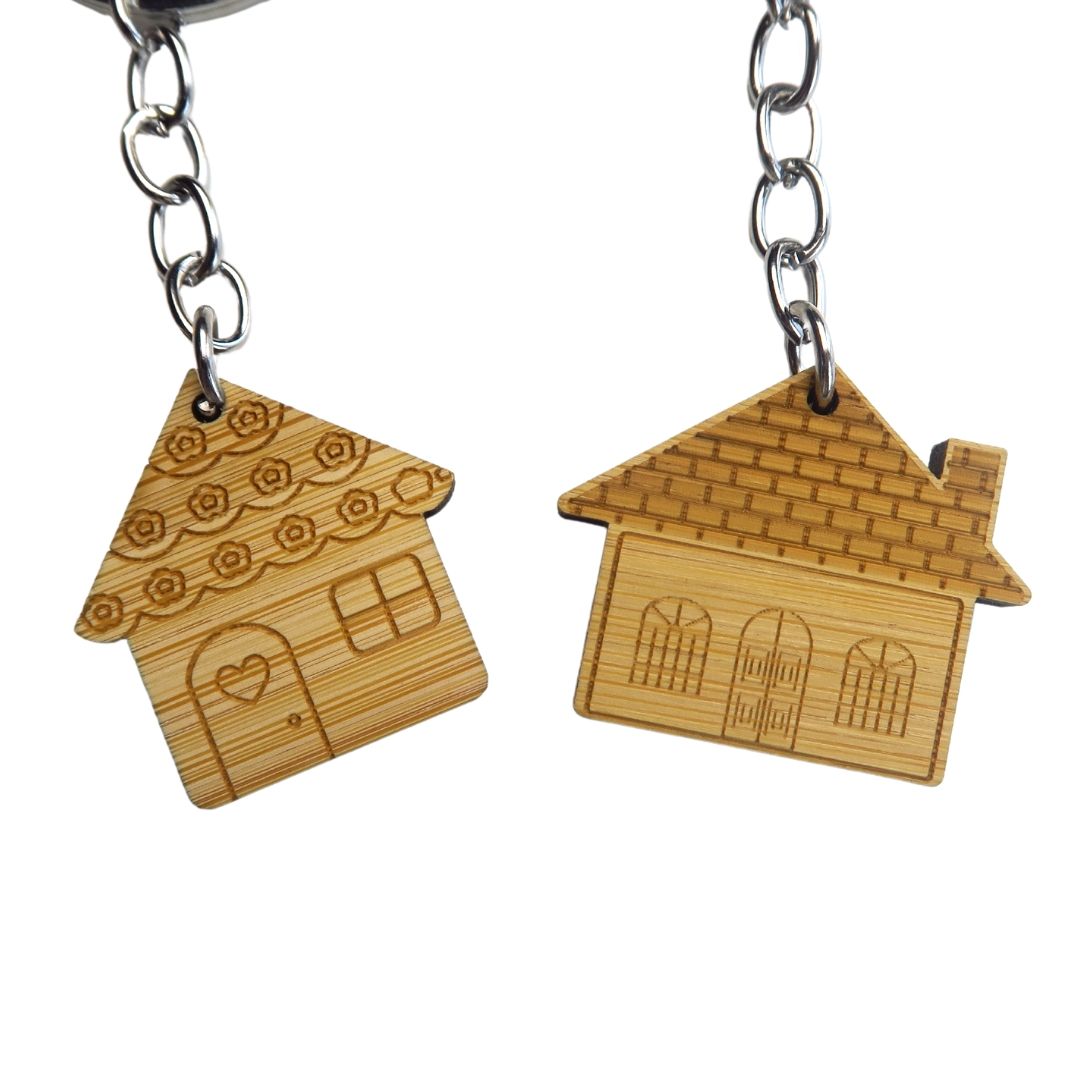 House-Shaped Wood Keychain | Custom Gifts, Pins, Medals, Coins ...