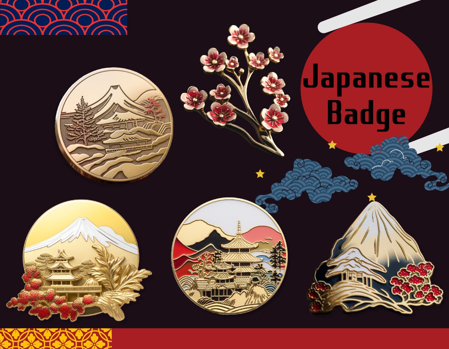 Distintivi a spilla in omaggio alla cultura giapponese
