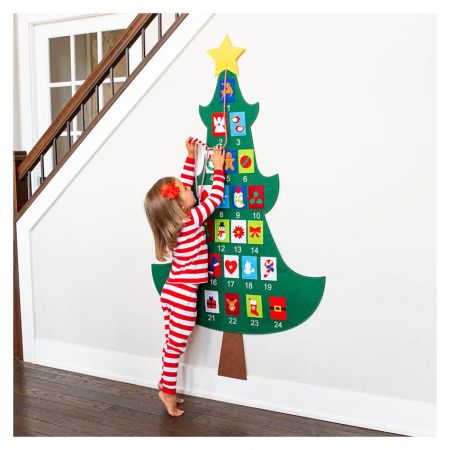 Calendario dell'Avvento di Babbo Natale in feltro, decorazione per la casa