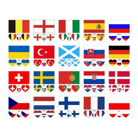 FIFA merchandise, tatoeage sticker, 2 stijlen inclusief nationale vlaggen en teamembleem