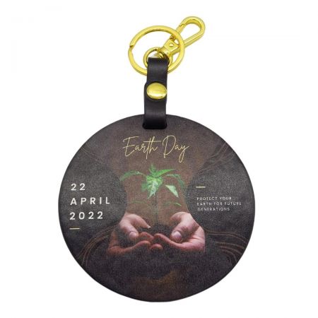 Coaster leather keyring with UV printing - Custom Multifunctional Coaster Leather Keyring with UV Printing.