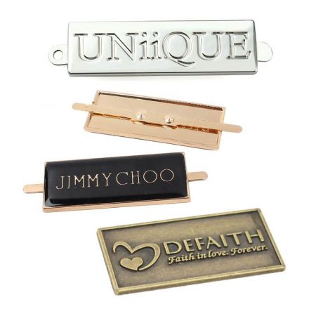 etiquetas de logotipo de metal personalizadas para bolsos