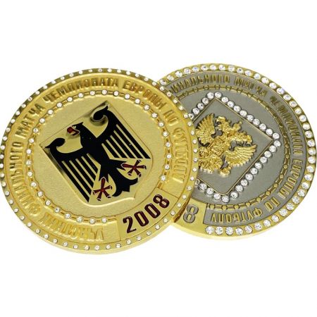 Custom metal coin with rhinestones for promote.