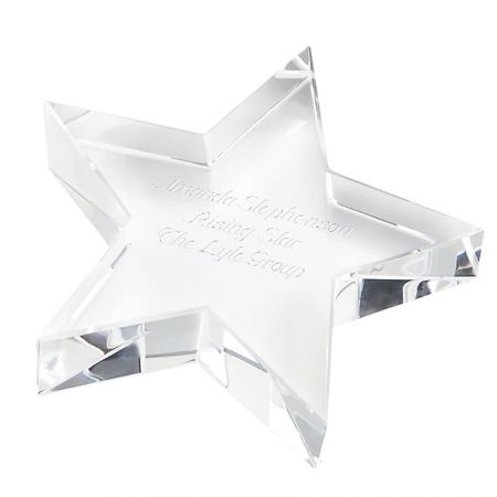 Lucite paper weights are the good choice for giveaways.