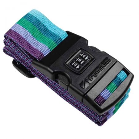 Three-code combination lock increases luggage strap security.