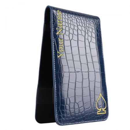 Leather golf scorecard holder can be customized color.