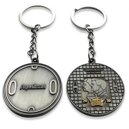 Antique silver finish adds a classic and timeless look to the keychain.
