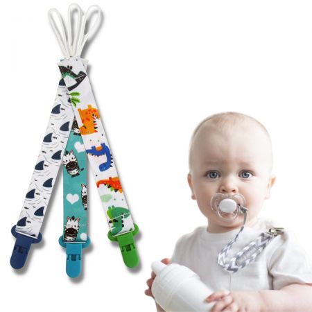 Pacifier leash made of polyester.