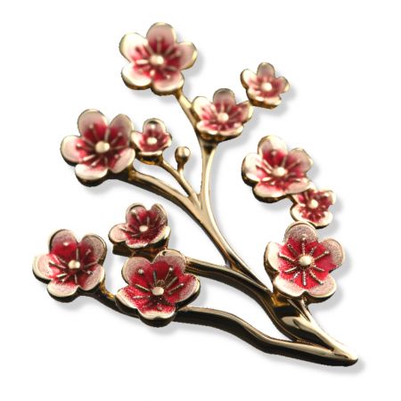 Cherry blossom flowers pin is a symbol of renewal and hope.