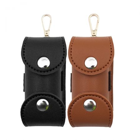 Personalized leather golf ball pouch.