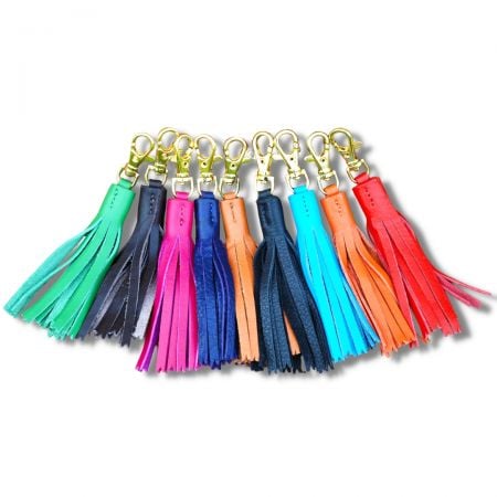 Leather tassel keychains are versatile and suitable.
