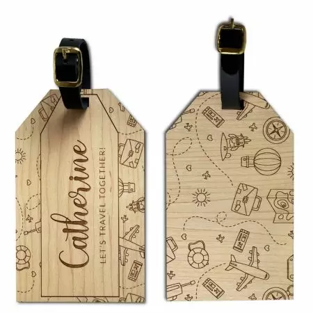Wooden Luggage Name Tag - Personalized luggage tags.