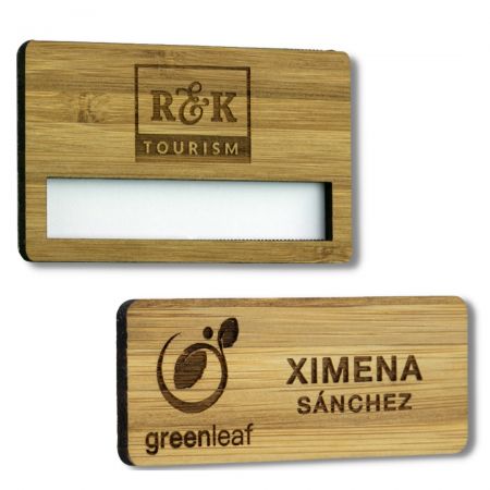 Badges de nom en bambou respectueux de l'environnement