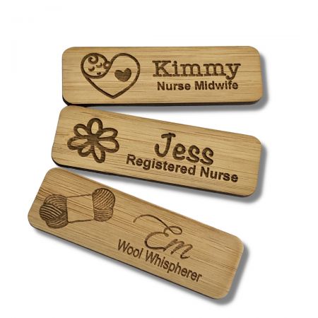 Bamboo staff name badges.