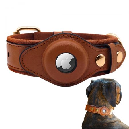 가죽 에어태그 강아지 목줄 - 맞춤 에어태그 강아지 목줄.