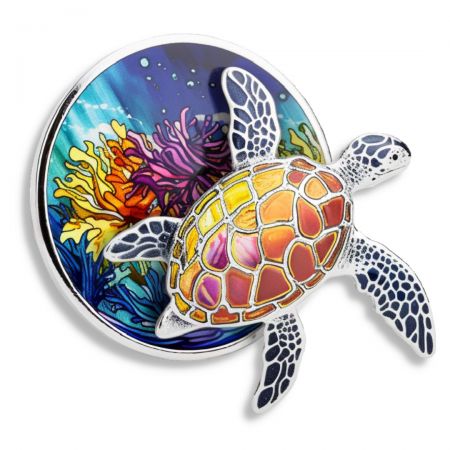 Premium sköldpaddsbrickor - Anpassade kragsnålar: Främja miljöbevaring och havsskydd