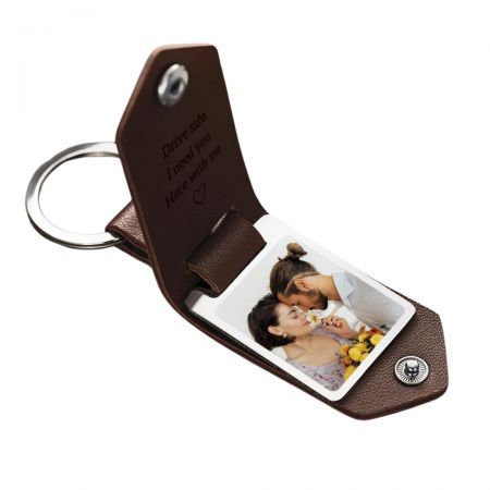 Porta-chaves personalizado em couro com foto - Chaveiro de couro.